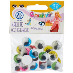 Samoprzylepne Oczka Księżniczki Astra ruchome 15mm, 26szt